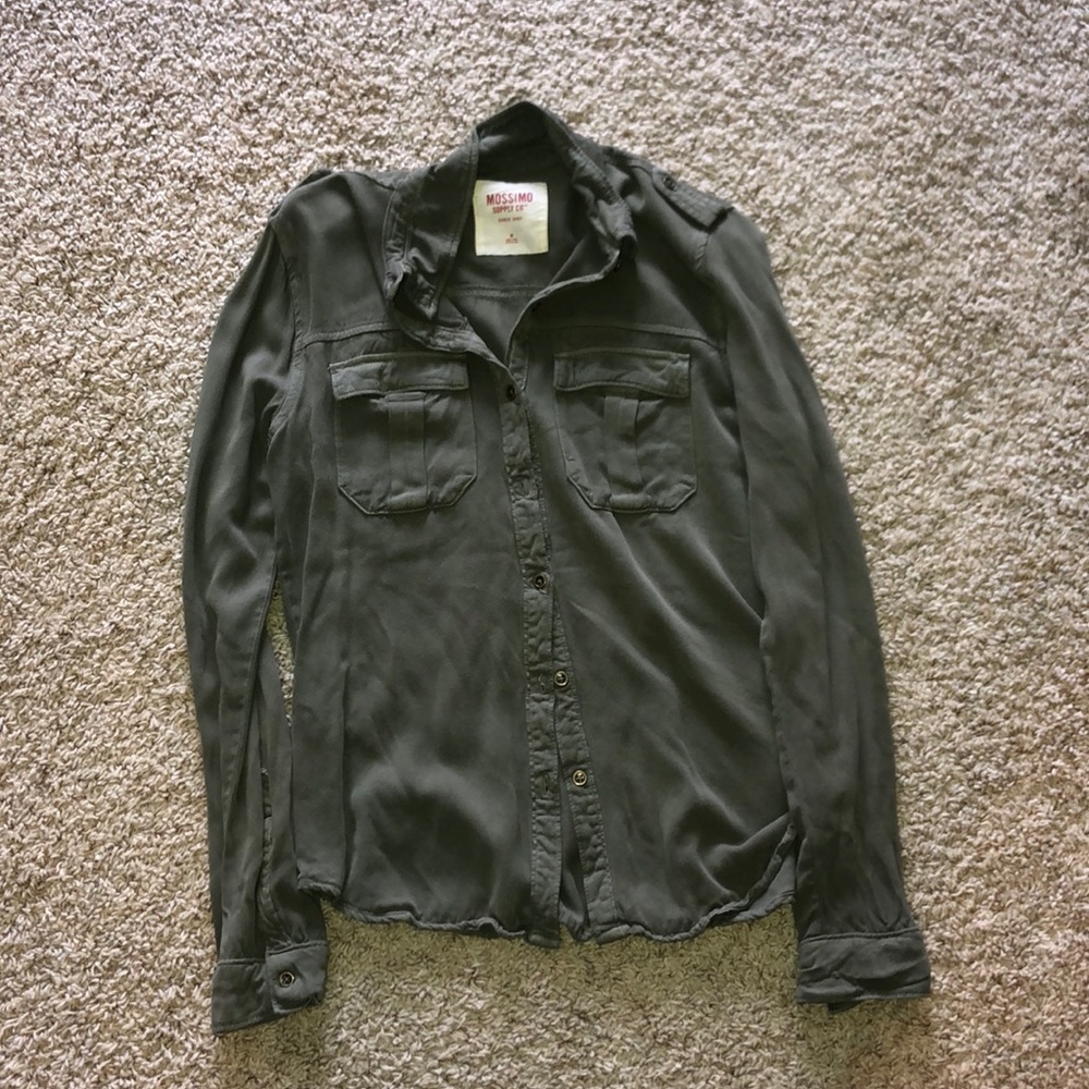Army green button up